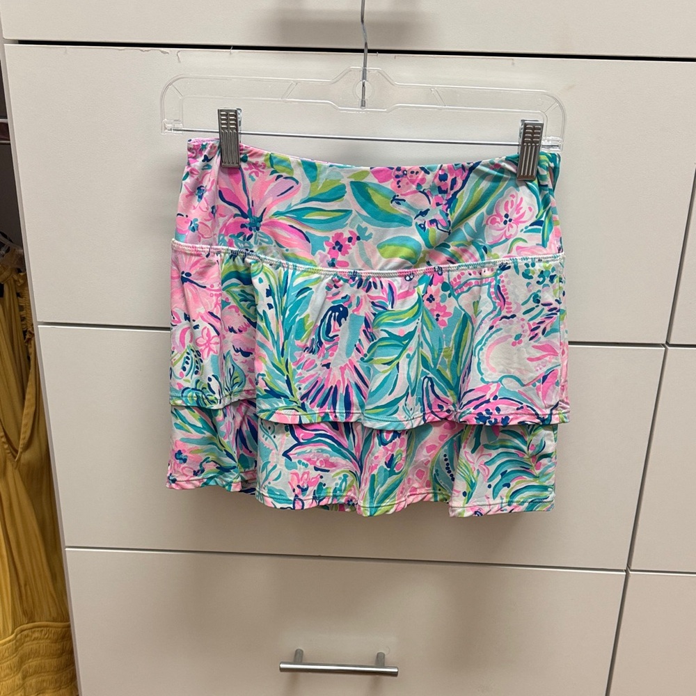 Lilly Pulitzer Pink and Green Floral Skirt